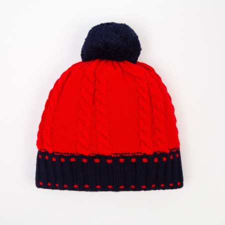 Hat for a boy, the color is red/dark blue, size 50-52