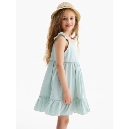 Sarafan for Minaku girl, mint color, height 104 cm-3