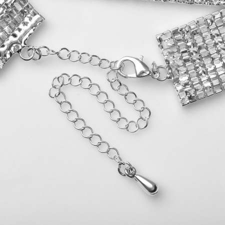 Choker "ice" thread down, white color in silver, 26.5 cm-1