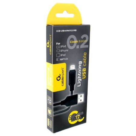 Cable Cablexpert CCB-USB-amapo2-1MB, Lightning-USB, 2.1 A, 1 m, charging + data transfer-1