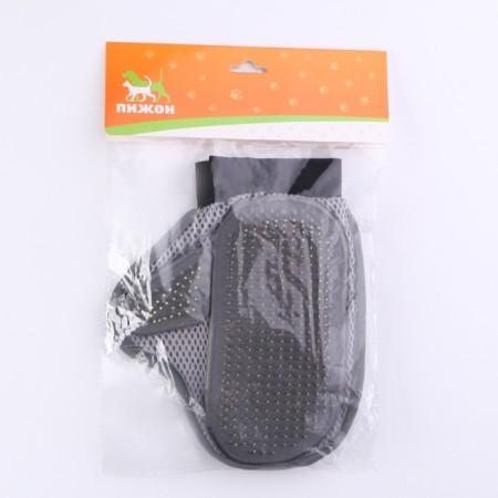 Mitten - comb with metal teeth, gray-5