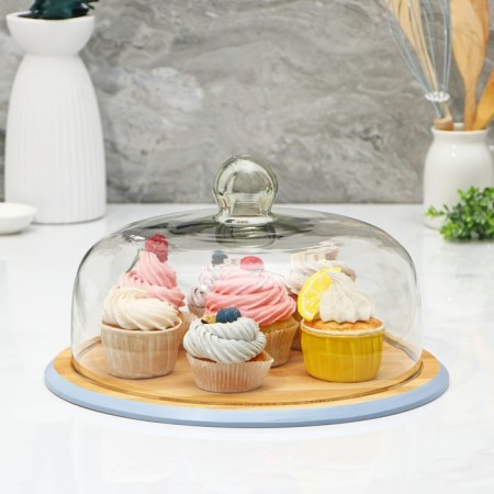 A dish for serving with a heaven lid, d = 33 cm, bamboo, glass, color mix-5