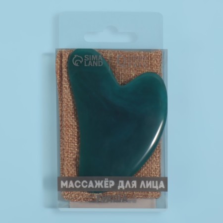 Guasha massage "Heart", 8.5 × 5.5 cm, emerald color-5
