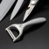 A set of BLADES kitchen supplies, 5 objects: 3 knives, vegetable vegetables, scissors in the kit, white color