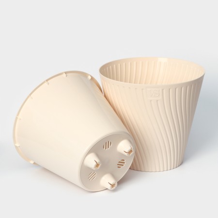 Kashpo for flowers with an insert "Louis", 2.7 l, color cream-2