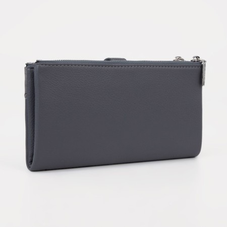 Women's wallet on the button, gray color-1
