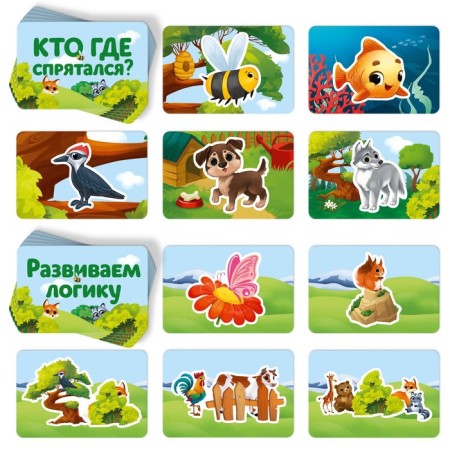 Board game "Who hid where?", 80 cards, 3+-3
