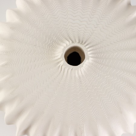 Vase for flowers is decorative, white, handmade, 14 cm x 14 cm x 7 cm.-2