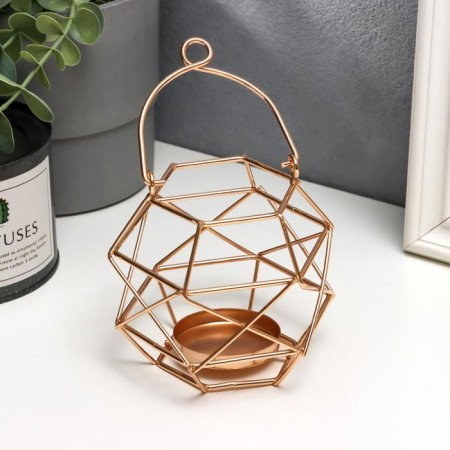 Summary Metal for 1 candle "Geometry" gold with a handle 8.5x10x9 cm-1