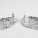Hanging earrings with rhinestones "ice" semicircle, white color in silver