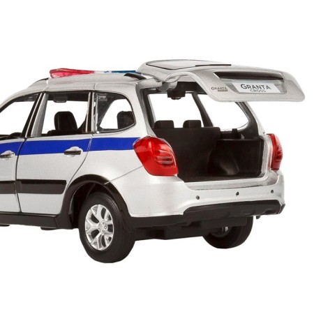 Metal machine “Lada Police” 1:24, silver color, doors, hood and trunk, light and sound effects open-7