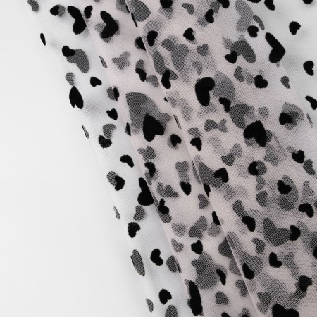 Glass with the flock "Hearts", 150 cm, 1 ± 0.2 m, beige color-2