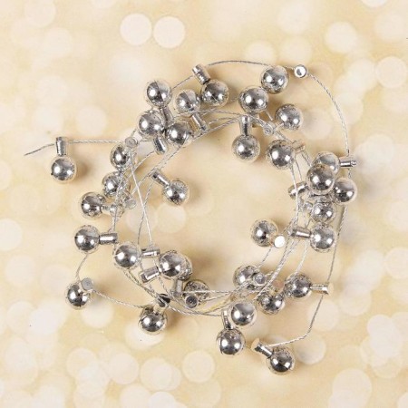 Miniature puppet "garland - ball" length 1 meter, toy: 1.5 × 0.8 cm, silver color-1