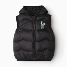 Warm vest of children, black color, height 92-98 cm