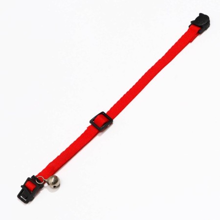 A cat collar with a bell, 30 x 1 cm, polyester, red-2