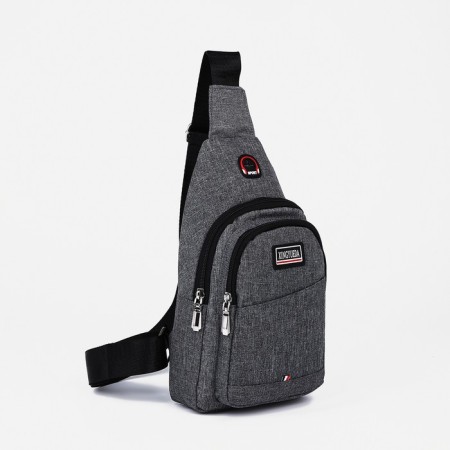 Male sling bag from textiles, gray color-1