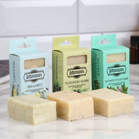 A set of natural soap "eucalyptus, juniper, sage" 3x100 g of Dobroparov