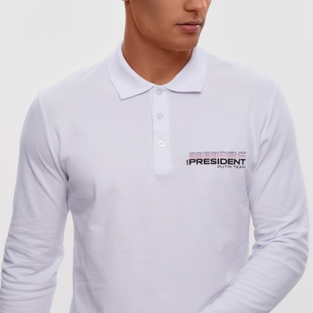 Polo with long sleeve President, size S, white color-5