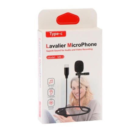 Microphone on the clothespin G-104, 20-15000 Hz, -34 dB, 2.2 kom, type-C, 1.5 m, black-4