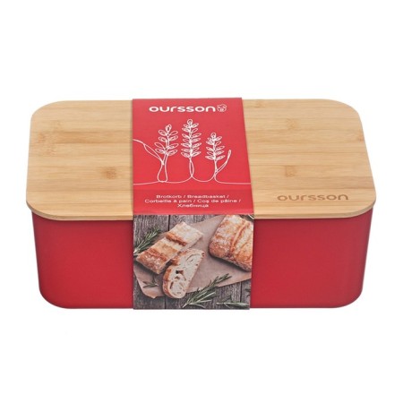 Khlebnitsa Oursson, 29.6 × 19.6 × 11 cm, with a cutting board, red-4