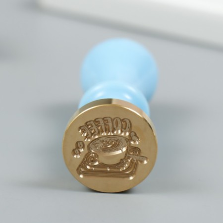 Printing for wax with a plastic handle "Cup of Coffee" 2.5x2.5 cm-1