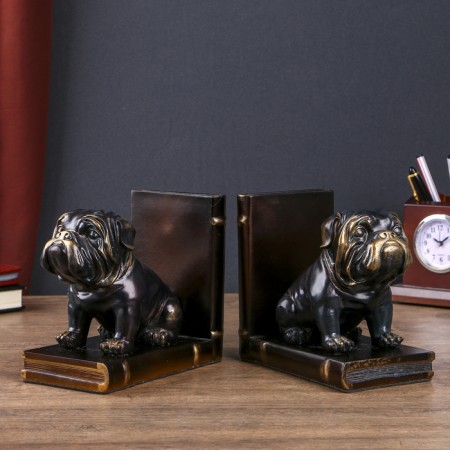 Black bulldogs books with gold set 2 pieces 14x15.5x9 cm-2