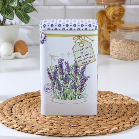 Bank for bulk products "Lavender", 2.7 l, 9.5 × 21.5 cm, rectangular
