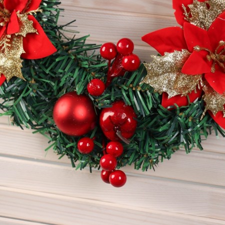 New Year's Wreath D-30 cm "Forest Festival" Flowers Berries-1