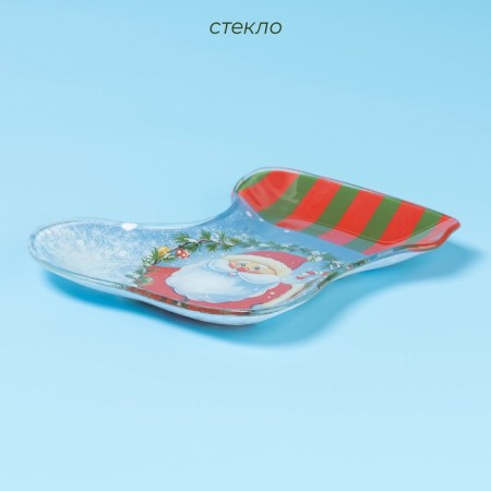 The dish New Year's glass serving shares "Boot. Santa Claus ", 16 × 14 cm-1