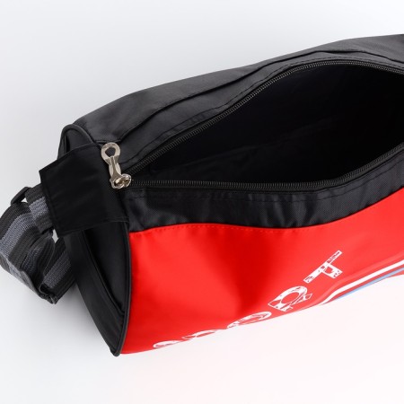 Sports bag with lightning, long belt, black/red color-4