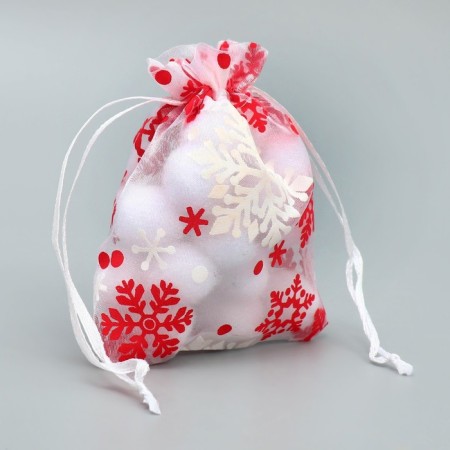 Bag Gift Organza "Snow History", 10 x 12 cm +/- 1.5 cm, New Year-2
