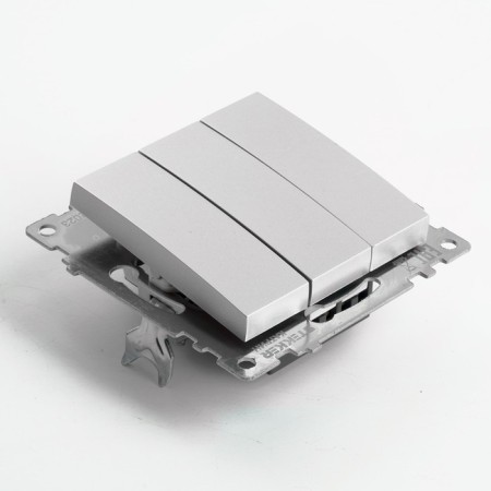 3-clavy switch (mechanism), 250V, 10A, Stekker series Catherine, silver GLS10-7108-03-3