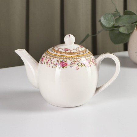 Kettle porcelain harness "rosali", 800 ml, white color
