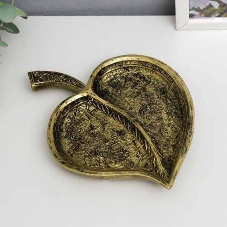 Decorative polystone plate "Sheet with a flower pattern" under brass 4x12x15 cm