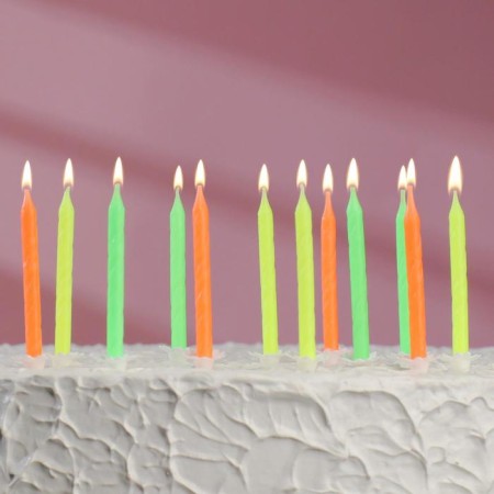 Candles for the cake "Color", 6 cm, classic, set 24 pcs-5