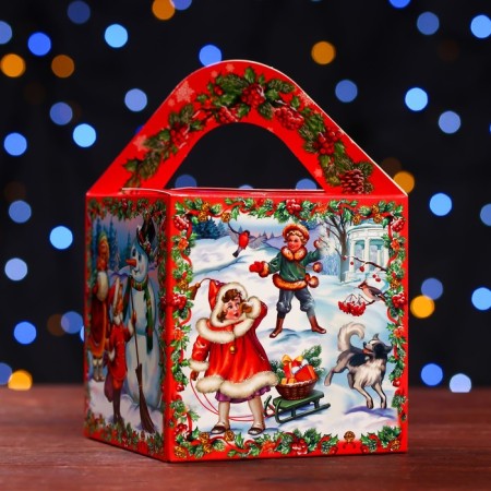 Gift box Cube large "Vintage" 120x120x120 (+60)-2