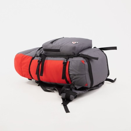 Tourist backpack, TAIF, 70 l, cord department, external pocket, 2 side pockets, gray/red color-5