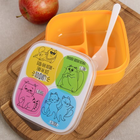 Lunch box with a spoon "Cat", 400 ml-1