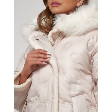 Coat insulated winter female, size 46, beige color-8