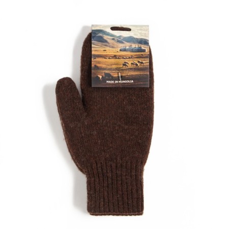 Women's mittens from Mongolian wool, chocolate color, size 17-19 (6.5-7.5)-3