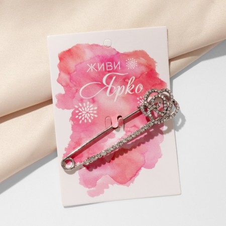 Pin "Rose Flower", 7.5 cm, white color in silver-2