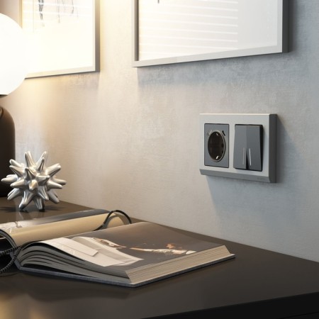 Grounding socket with ground, curtains and USB type A+C (matte graphite) W1171764-1