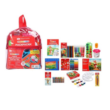 Set for children's creativity "Flower", 12 objects (drawing and modeling) in a backpack, coloring as a gift, ZHK "Neva Palette", 72421775