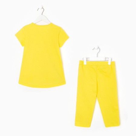 Suit for a girl (T -shirt, breeches), lemon color, height 104 cm-2