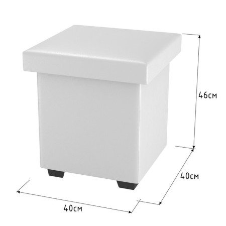 Puff with an opening top, leatherette, snow -white color Tex Milk-2