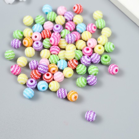 Beads for creativity plastic "Ethno drawing" Color set 25 grams 0.8x0.8x0.8 cm-2