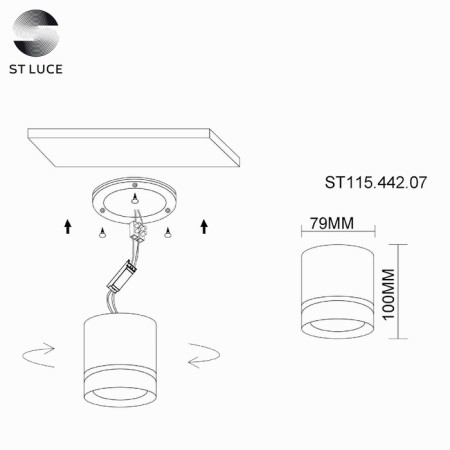 Ceiling lamp ST LUCE. ST115.442.07. 1x7 W, LED, 4000K, 490 LM, 7.9x7.9x10 cm, black color-4