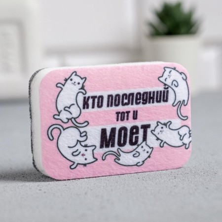 Washing sponge “who is the last one, that is washed” 9x6 cm-1