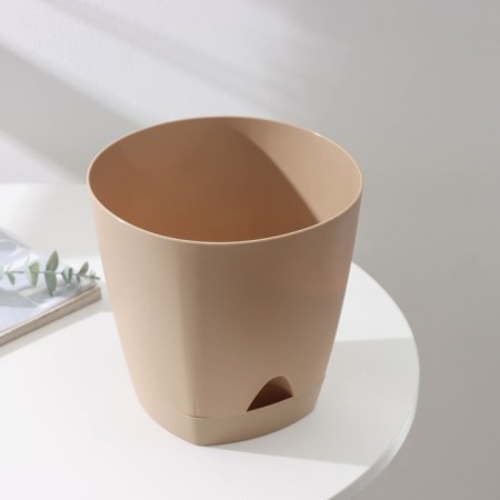 Flower pot with basal watering amsterdam, 4 l, color milk chocolate-2