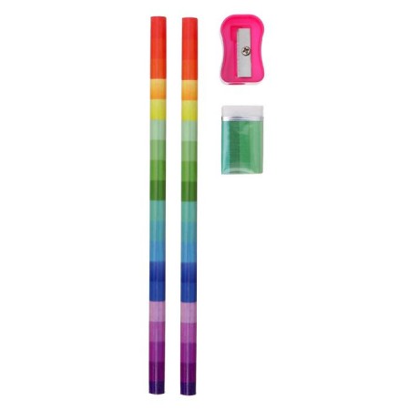 Set of desktop children's "Rainbow" (stand+2 pencil+ruler+sharpener+eraser+notebook 8 sheets)-2